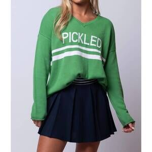 NEW PINK PINEAPPLE pickled sweater in green